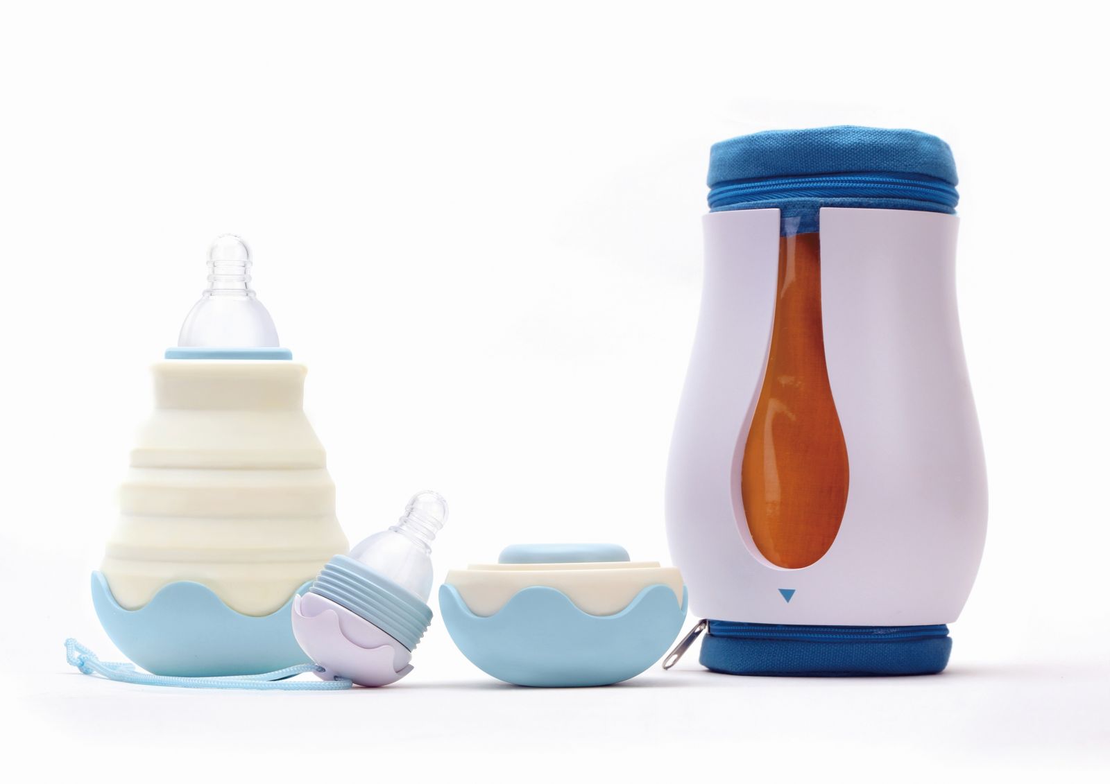 The baby bottle set “Tiny Egg” designed by HKDI graduate of the Higher Diploma in Product Design FOK Chi-kin provides convenience for parents when they go out with their baby.