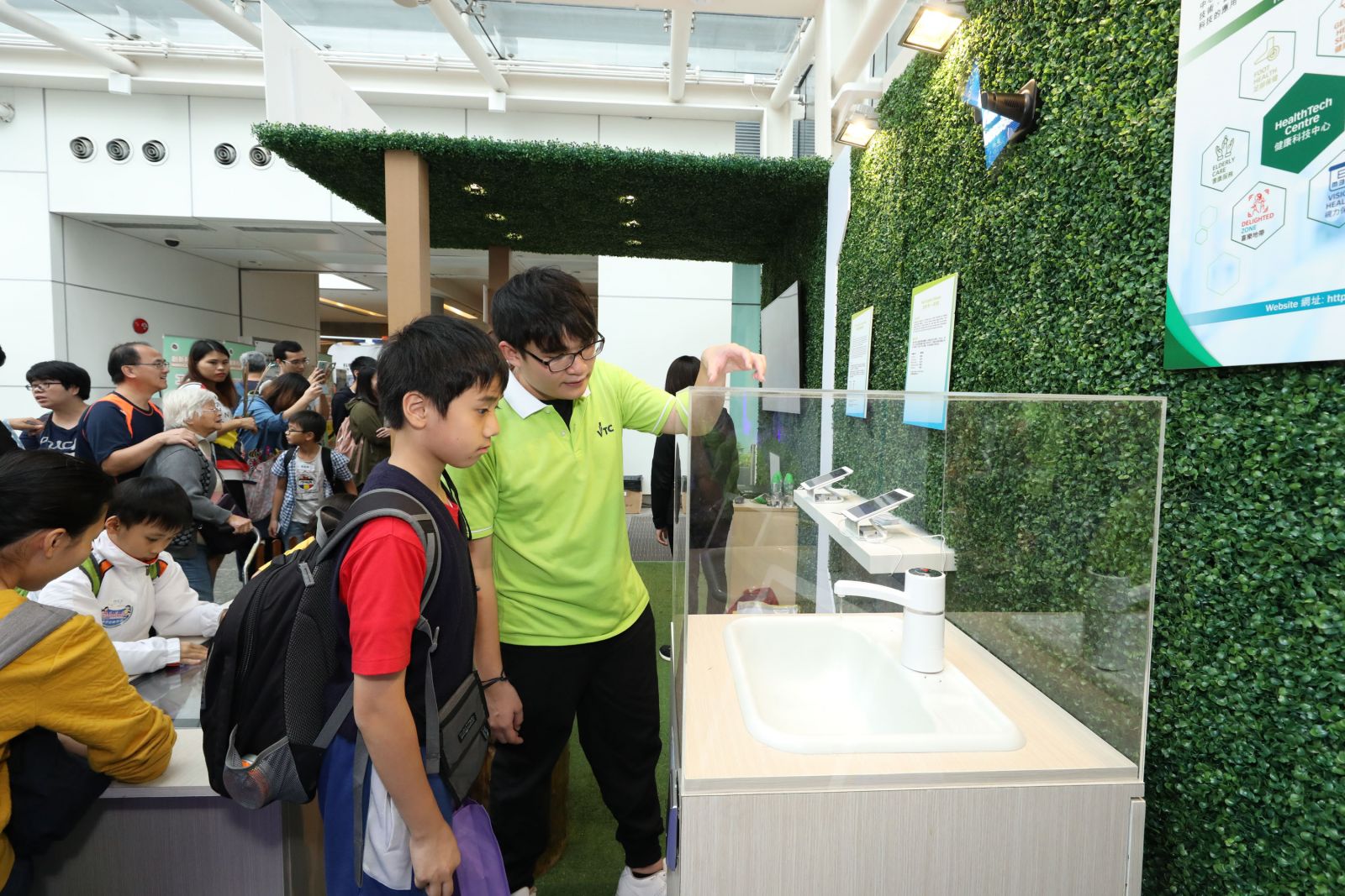 VTC Booth is designed to showcase innovative technologies. The “Hand Hygiene Enhancer” is presented here