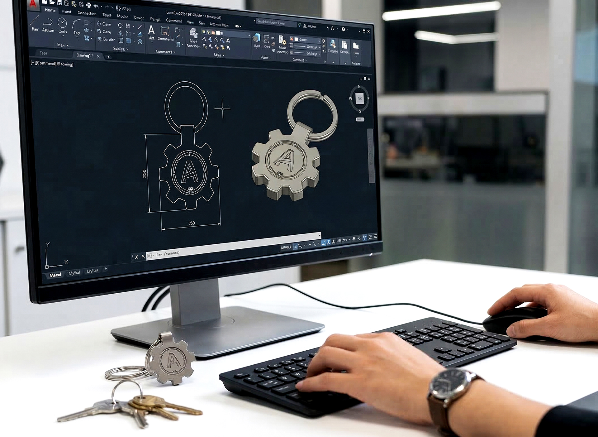 電腦繪圖初體驗 - DIY 鎖匙扣 — DIY Key Ring Using CAD
