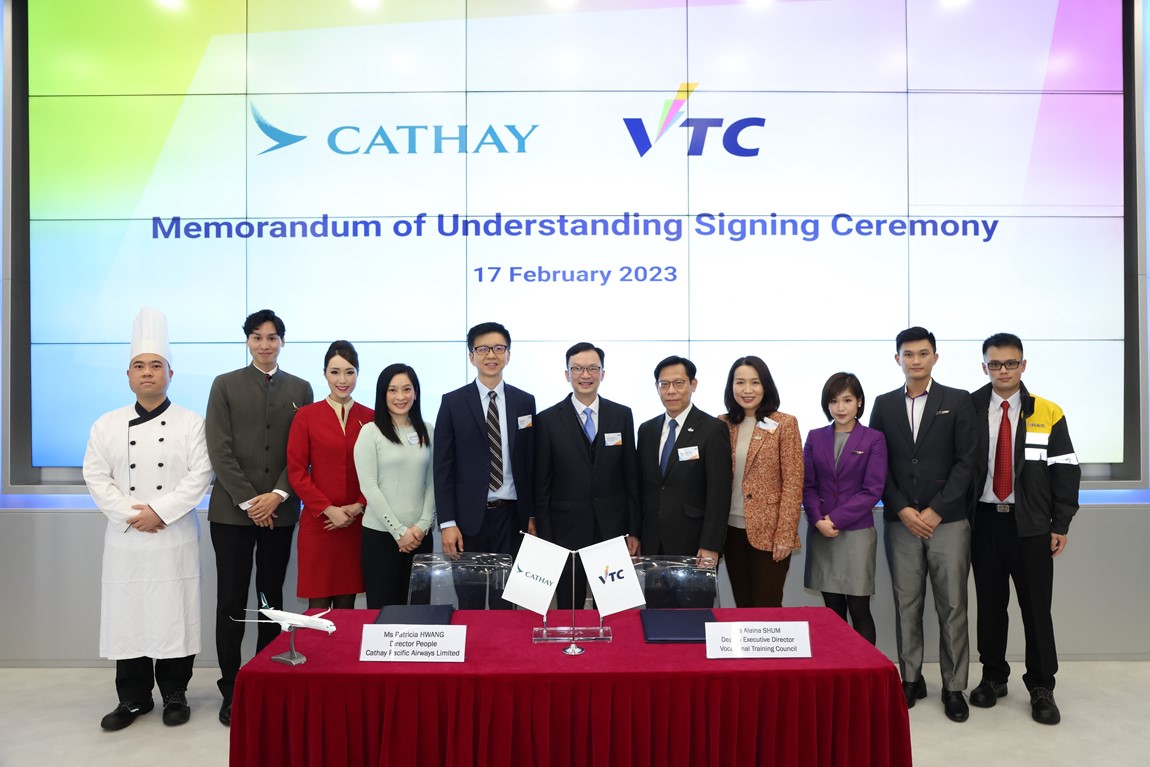 VTC and Cathay Pacific Group sign MoU to jointly nurture a new generation of aviation talents<br />